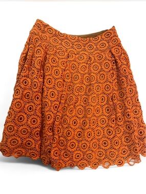 Anthropologie Moulinette Soeurs NWOT Tuberosa Orange Crochet Lace Skirt Size 6